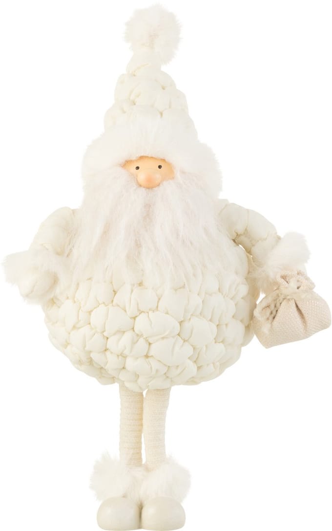 J-Line figuur Kerstman Cadeau Tas - textiel - wit - small