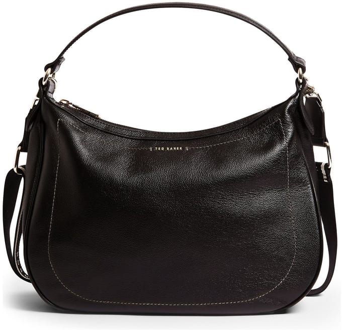 Ted Baker Leren schoudertas Lyshia Webbing Leather Hobo Bag Black zwart