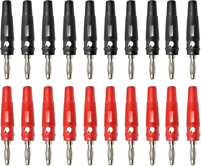 20x 4mm Banaanstekkers Schroefbaar - Verguld - voor Luidspreker Kabelboxen en Versterkers