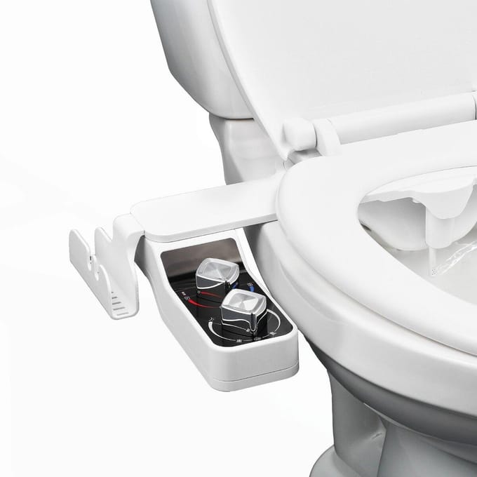 Bidet à Fixer sur WC Double Buse Chaud et Froid Pression Réglable