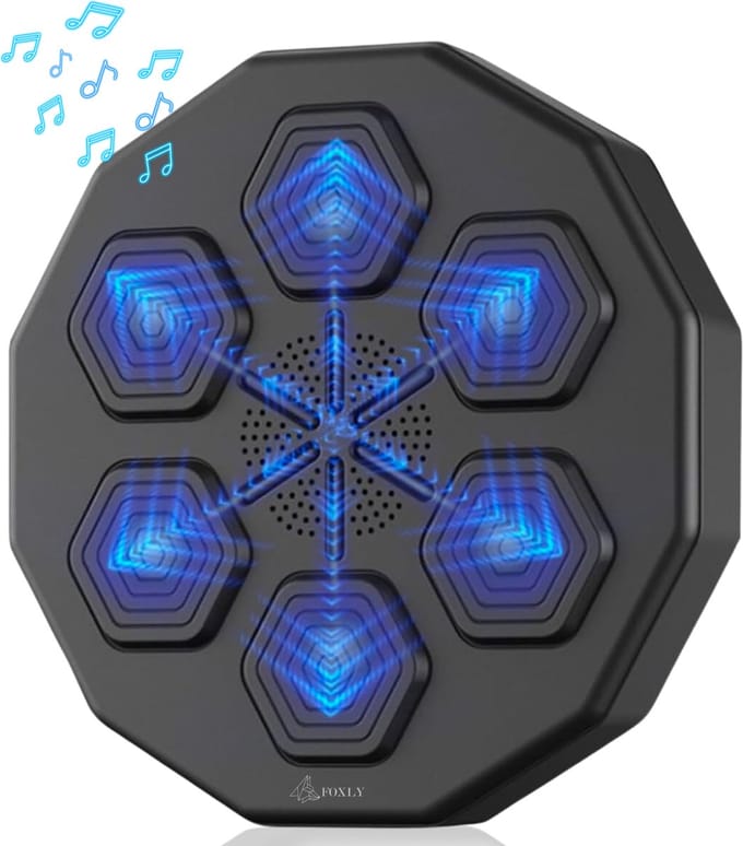 FOXLY® Boksmachine met Muziek & Bluetooth - Bokszak - Boxing Machine - Muurbevestiging - Zwart