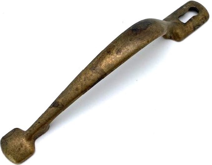 Deurgreep Massief Messing Antiek verticaal Groot met sleutelgat 20x158mm