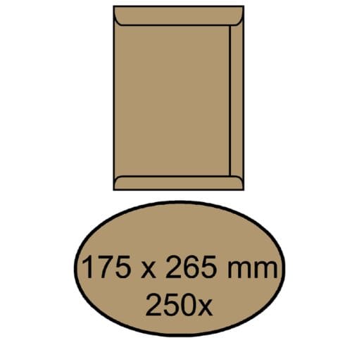Envelop akte iezzy 175x265mm zelfklevend 90gr Bruin 250 stuks