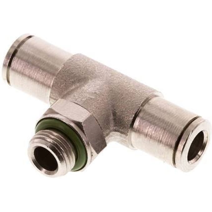 6mm x G1/8'' inline T-stuk Messing Insteekfitting Buitendraad Draaibaar FKM