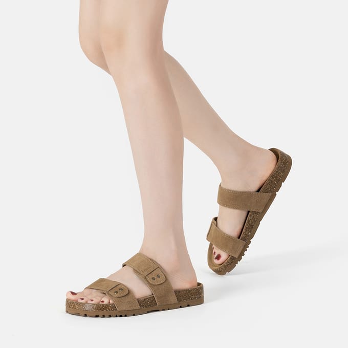 EVER AU Dames Leren Sandalen - Scarlet