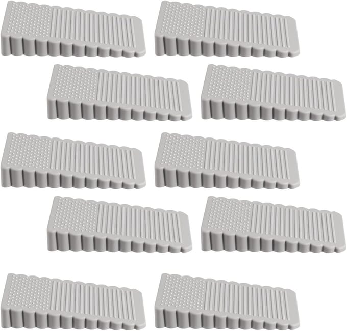 Set van 10 Rubber Deurstoppers - Stapelbare Deurstoppers voor Thuis, School en Commercieel Gebruik (Grijs)