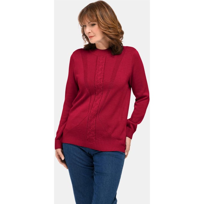 Pullover met opstaande kraag - bordeaux - Gr. 48 van Goldner Fashion