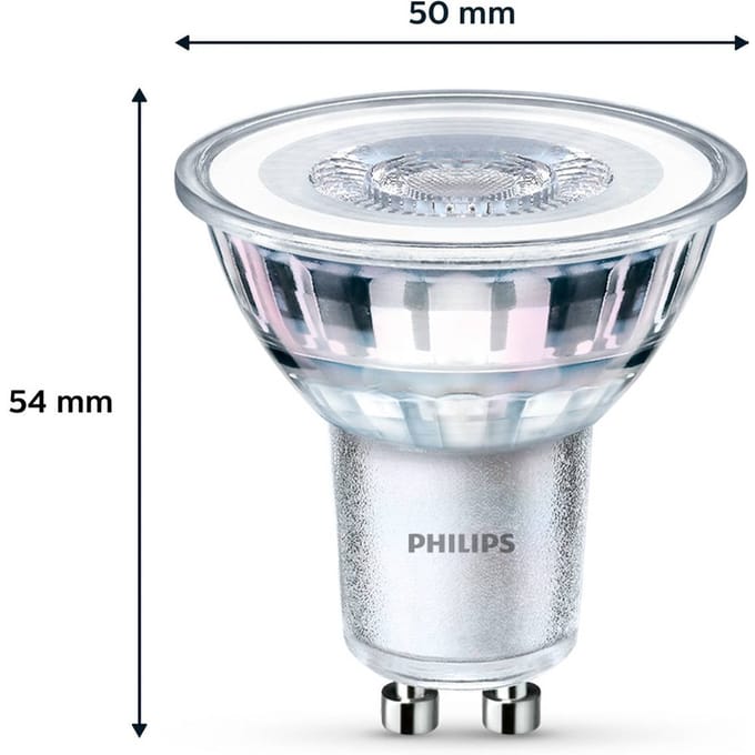 Philips LED lamp, GU10, 4,6 W, helder, 2.700 K, set van 6 stuks