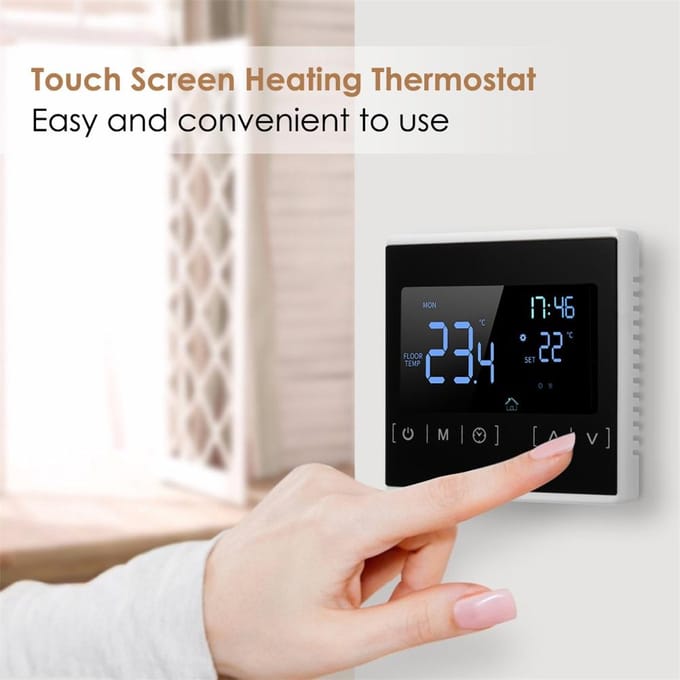 Huis Programmeerbare Thermostaat Helder Comfort Smart Touchscreen Warmte Thermostaat Gemakkelijk Afleesbaar Display zwart