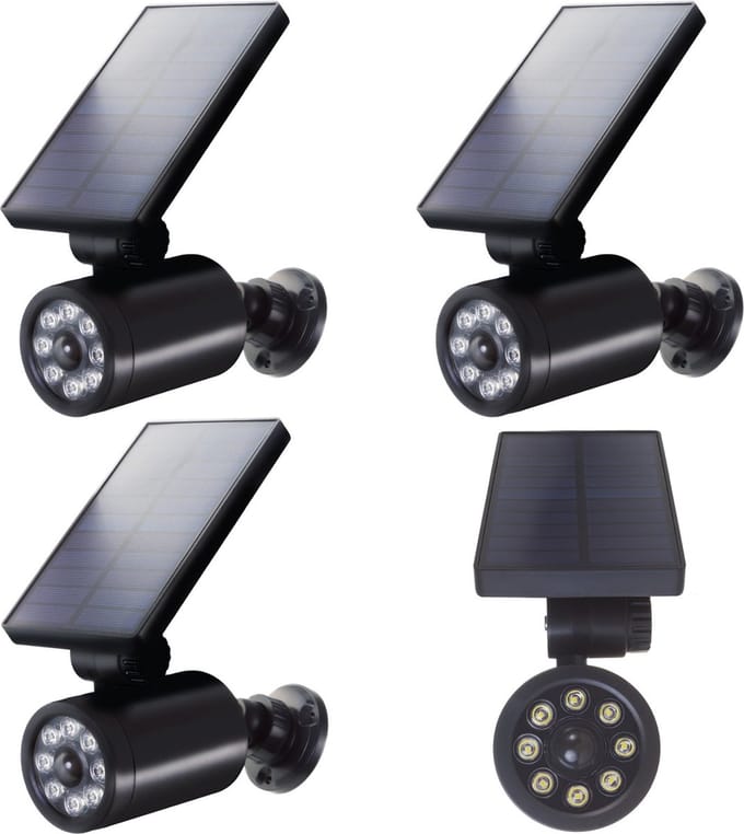 Maclean - Dummy Camera set van 4 stuks - SOL1801S Knipperende - LED-bewegingssensor op zonne-energie - Zwart