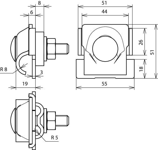 Dehn FS klem voor 2-voudige aansluiting luchtaansluitstang - 380116