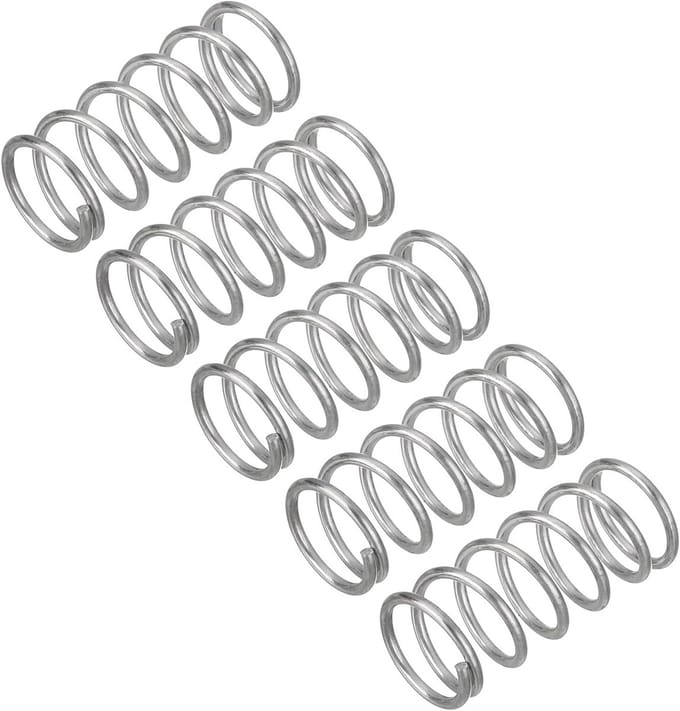 QUARKZMAN Pack of 5 compression springs, compression springs, 304 stainless steel, spring springs, tension springs, spring 10 mm AD, 1 mm thread, size 20 mm, free length, coil spring, coil springs