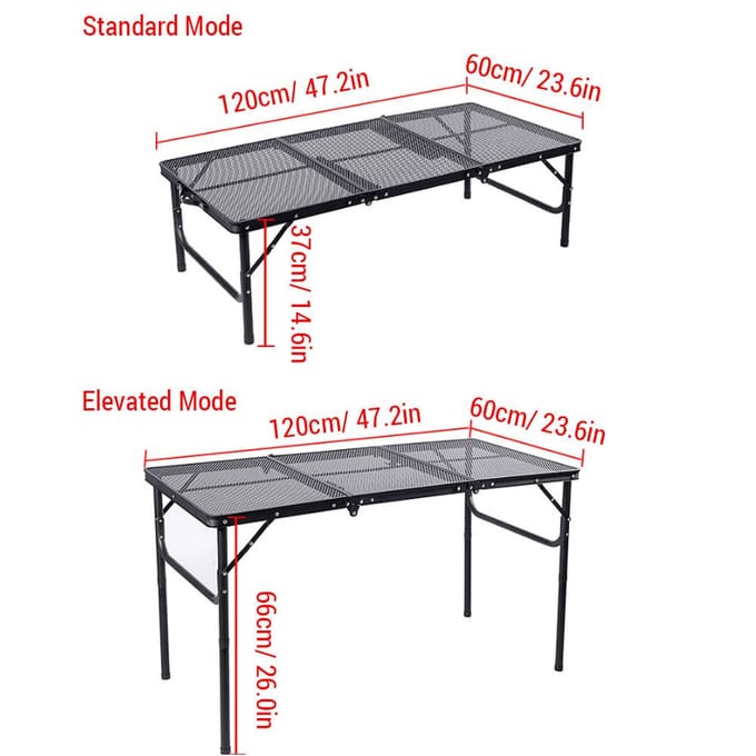 Camping klaptafel Draagbare drievoudige buitentafel In hoogte verstelbare opvouwbare tafel Folding Table gray
