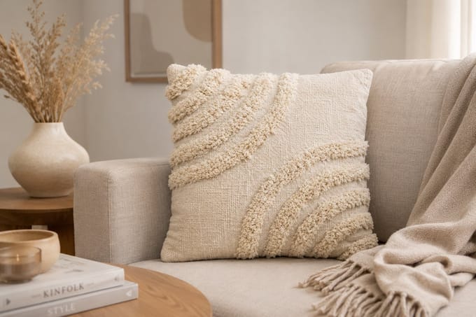 Silio Sierkussen – 40 x 40 cm – Katoen – beige tufted design