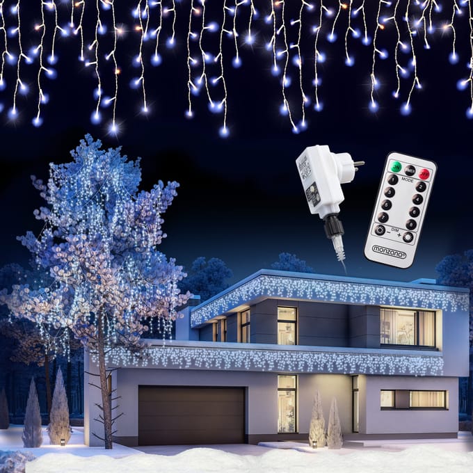 Monzana Lichtgordijn 600 LED´s - 20 m incl. 5 m Kabel - Koudwit