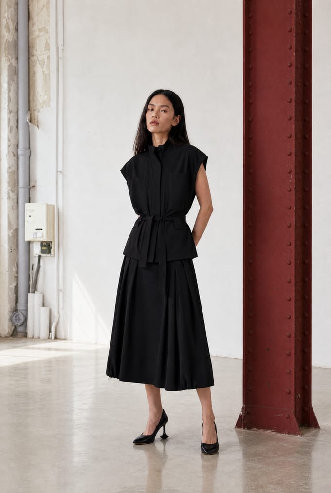 Heide skirt technical jersey | Black - Black / S