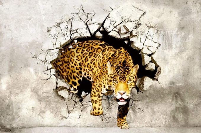 Fotobehang - Hunting Panther 375x250cm - Vliesbehang