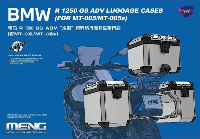 Meng Model Modelbouwpakket Auto - MENG SPS091S BMW R1250 GS ADV Bagagekoffers - Voorgekleurde versie Plastic - 1:9 - Modelbouw