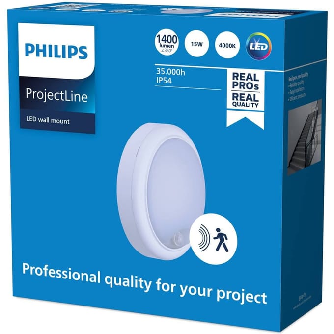 Philips ProjectLine wandlamp rond 15W - IP54 spatwaterdicht - 4000K