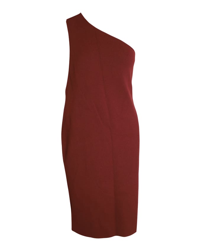 Bottega Veneta jurk met één schouder in roestbruine viscose.