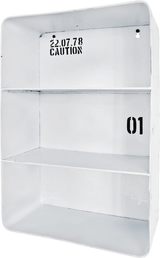 Wandbox – Vintage wit staal – 3 planken – 30x15x45 cm – Compacte wandkast