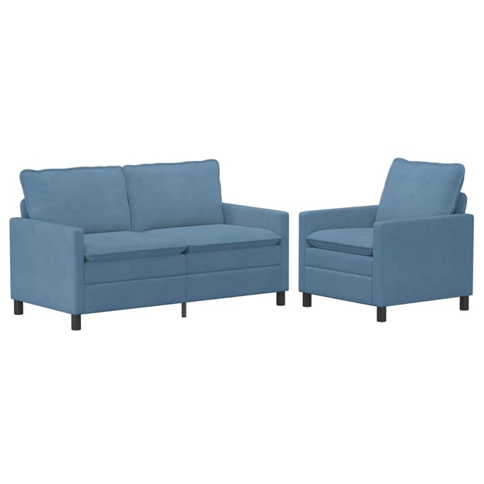 vidaXL - Bankstel - 2 - st - Blauw - Stof