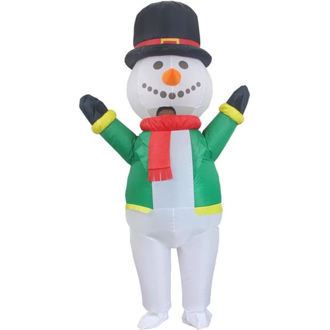 Carnaval opblaasbaar kostuum, groene sneeuwman 150-190cm groen