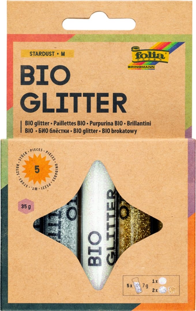 Glitterpoeder bio folia stardust 7gr 5stuks 3kl | 6 stuks