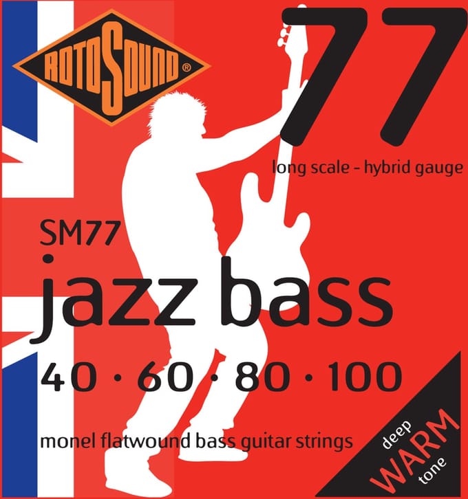 Rotosound bas snaren SM77, 4er 40-100 Jazz bas 77, Monel Flatwound - Snarenset voor 4-string basgitaar