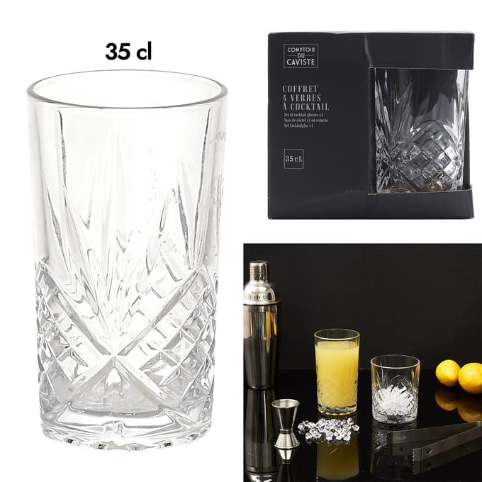 Bohemia Glazenset - 4 stuks, 350ml, Decoratief glas