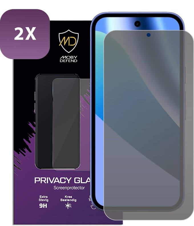 2-Pack MobyDefend Screenprotectors - Geschikt voor Google Pixel 10a - HD Privacy Glass Screensavers