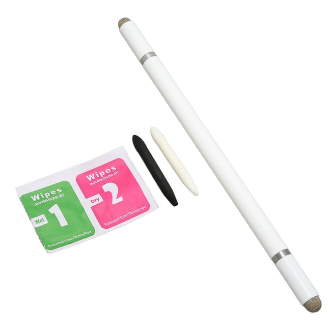 Zwarte Stylus Pen 4-in-1 Multifunctionele Nauwkeurige Positionering Capacitieve Stylus met 2 Vezelpunten wit