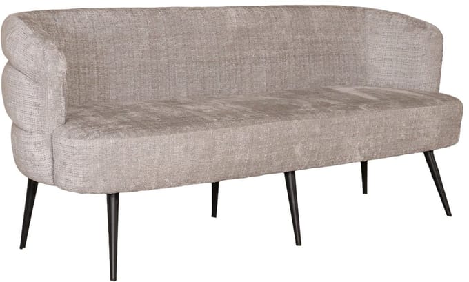 Eetkamerbank met armleuning Quinn 180cm grijs chenille eetbank
