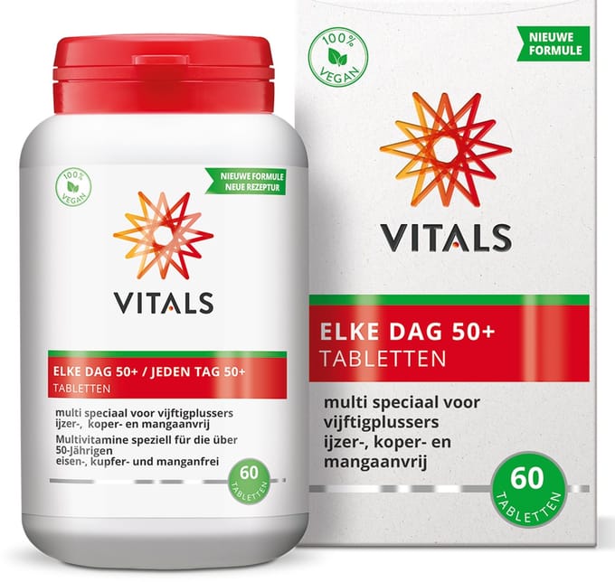 Vitals Elke Dag 50+ - 60 tabletten - multivitamine. Multi speciaal ontwikkeld voor vijftigplussers.