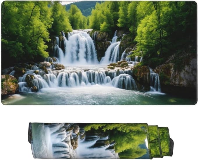 XXL Muismat - Bureauonderlegger Groot - Comfortabel Werken - Waterdicht Gestikt - 120 x 60 cm - Herfstbos
