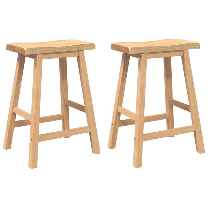 vidaXL - Barkrukken - 2 - stuks - natuurlijk - massief - hout - rubber