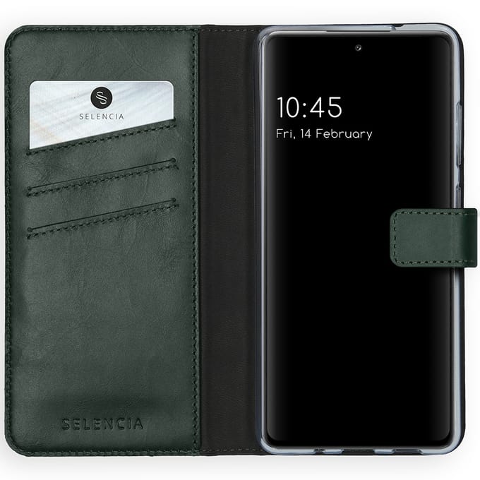 Selencia Hoesje - Geschikt voor Samsung Galaxy S20 FE - Echt Lederen Bookcase - Groen