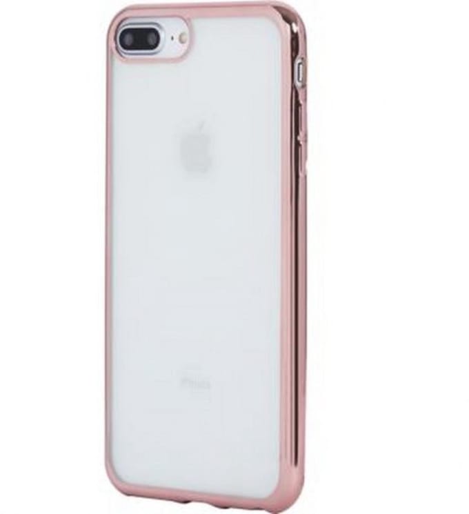 Bigben Connected, Hoesje geschikt voor iPhone 6 Plus / 6S Plus / 7 Plus / 8 Plus - Flexibel met Metalen Rand, Transparant