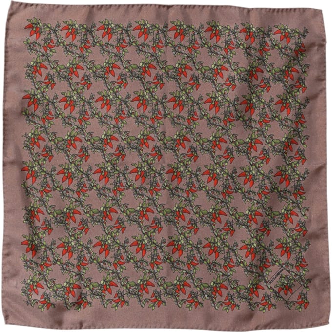 Bruine Chili's Zijde Vierkant Mannen Foulard Sjaal