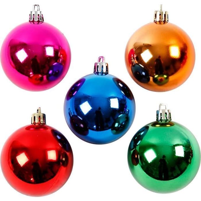 Kerstballen, d: 6 cm, sterke kleuren, 20 assorti