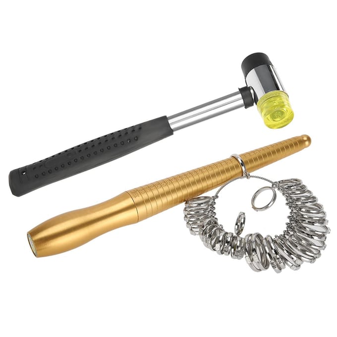 Lot de 3 mandrins de mesure pour bagues, outil de bijouterie gray