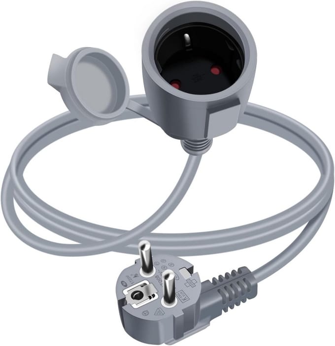 Schuko-verlengkabel 16 A 250 V kort 90° met aarding IP44