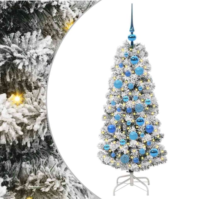 vidaXL - Kunstmatige - Hinged - Kerstboom - 150 - LED's - Groen - en - Wit - 120 - cm