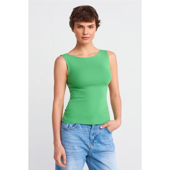 Mouwloze Slim-Fit Boot Hals Blouse