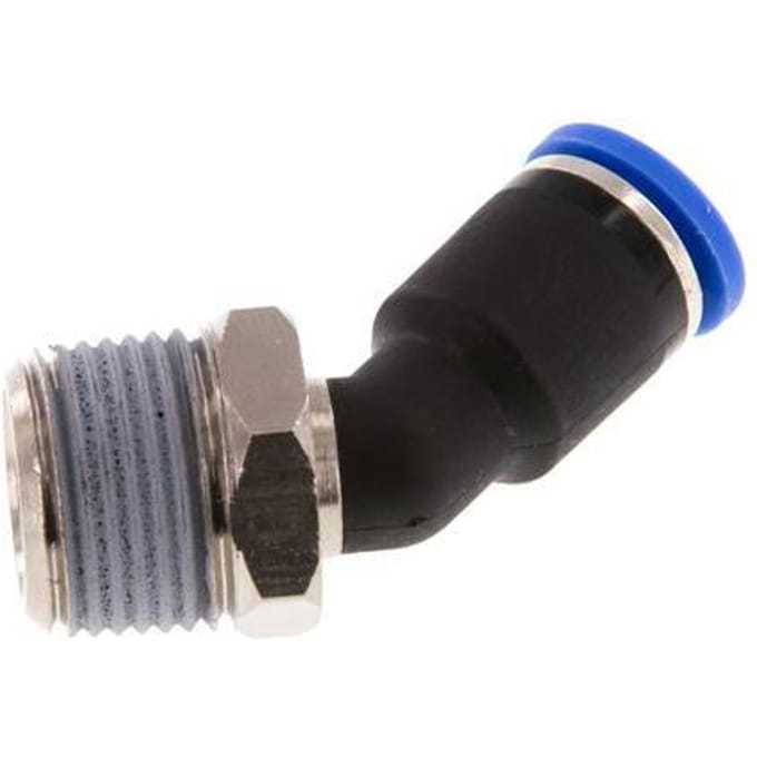 8mm x R3/8'' 45 graden L-verbinding Messing/PA 66 Insteekfitting Buitendraad NBR [2 Stuks]