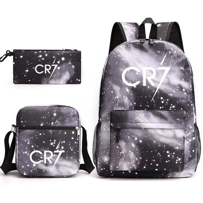 Grote schooltas met schouderband; studenten etui set van drie delen Cristiano ronaldo backpack
