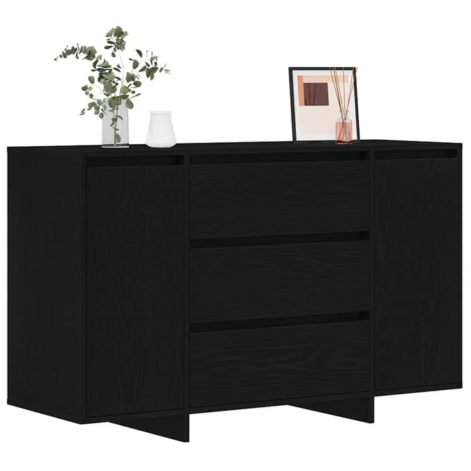 vidaXL - Dressoir - Zwart - Eiken - 120 - x - 41 - x - 75 - cm - Bewerkt - hout