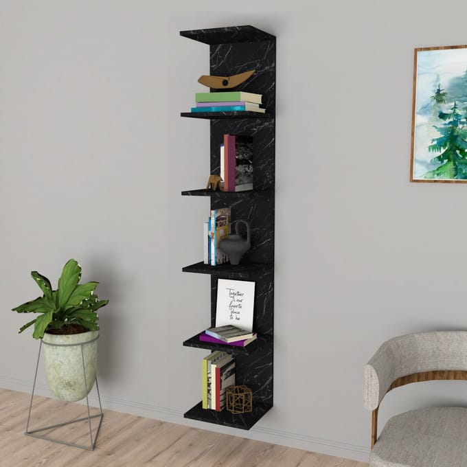 Wandplank Surahammar 180x34,5x30 cm marmer zwart