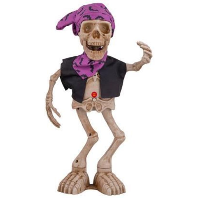 Halloweendecoratie Staand: Dansend Skelet met licht, geluid & beweging (40cm)