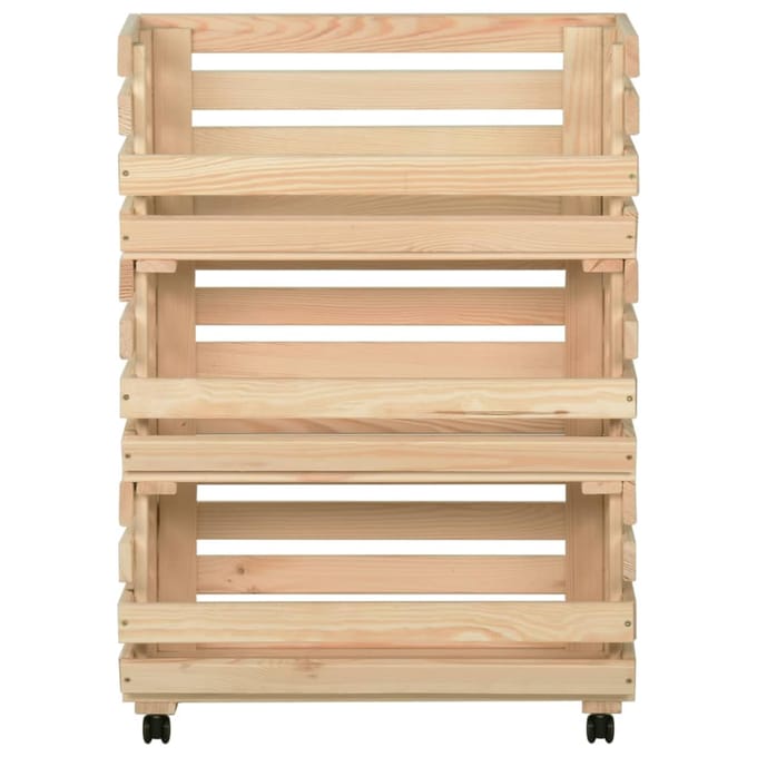 vidaXL - Groentetrolley - 57x30x80 - cm - massief - grenenhout